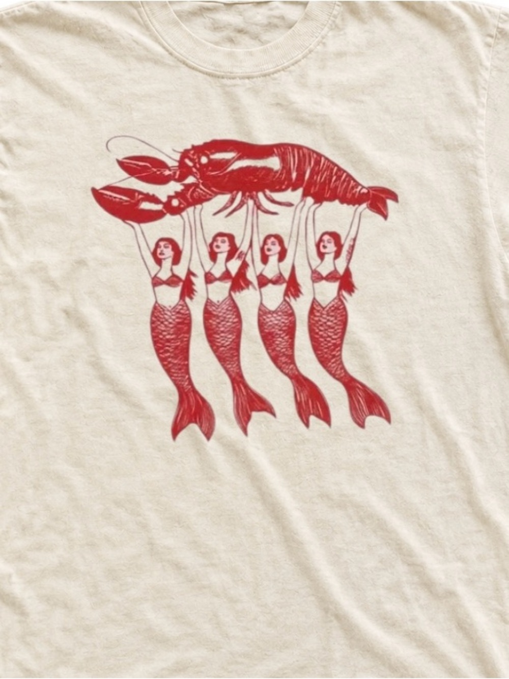 Mermaid Short-Sleeve Tee | Unisex T shirt | Off White - Picture 3 of 3